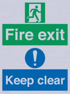 Fire exit Keep clear dual sign